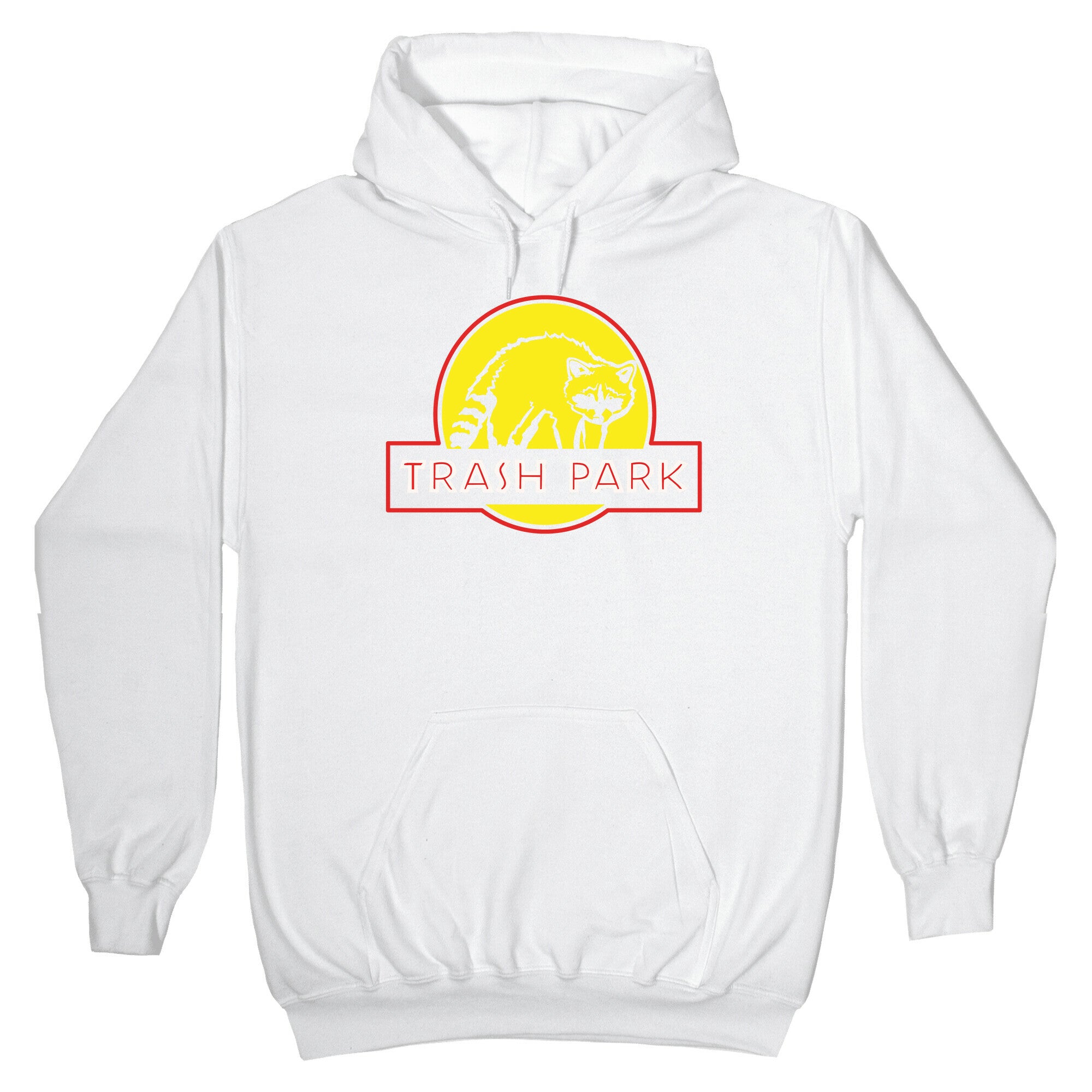 Trash Park Raccoon Parody White Print Hoodie